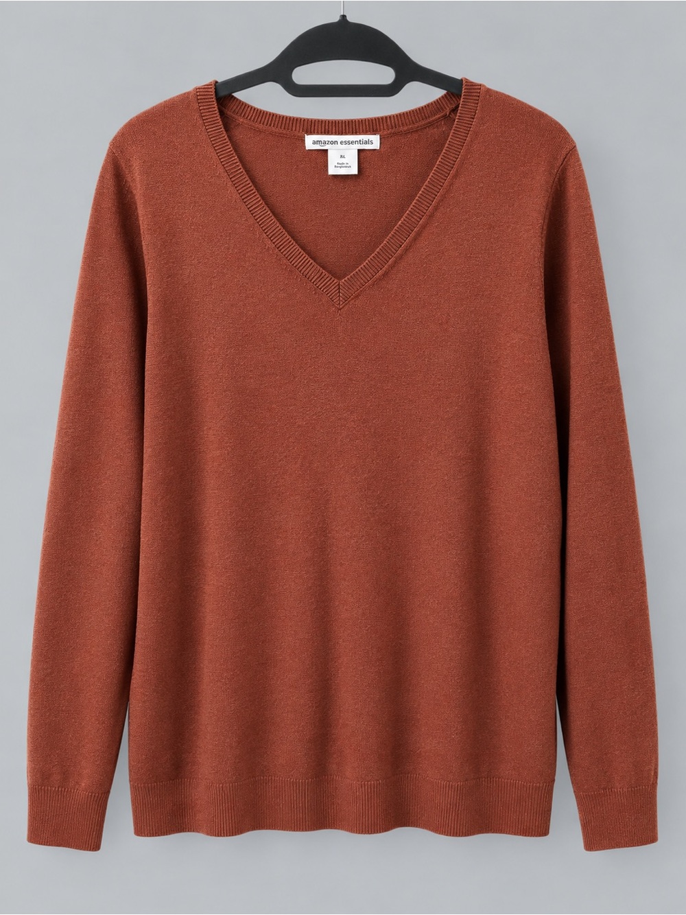 Amazon Essentials Women’s XL Rust V-Neck Lightweight Sweater